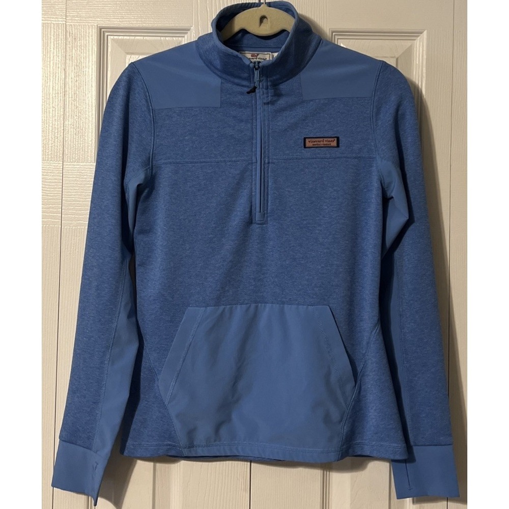 Vineyard Vines Women's Performance Kanga Pocket Shep Pullover Shirt Sky Blue XXS - Picture 11 of 12